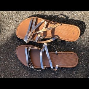Strappy silver sandals